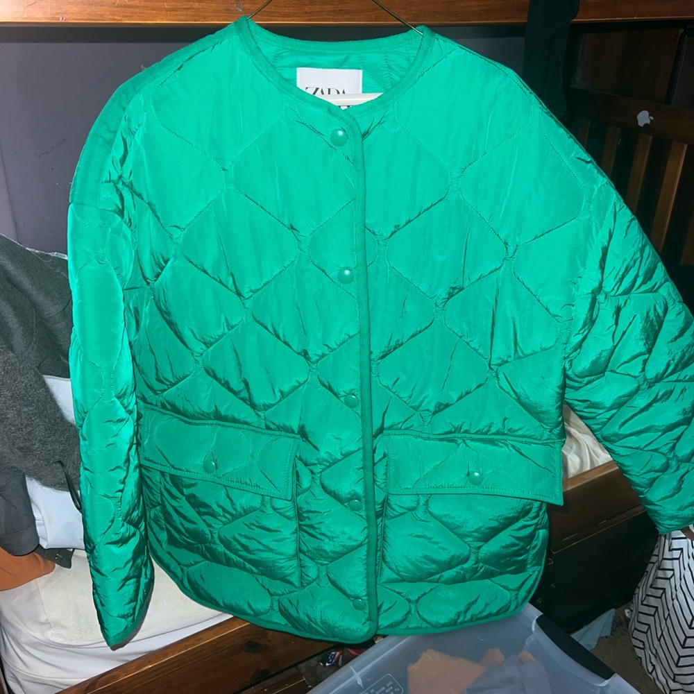 Zara quilted green jacket